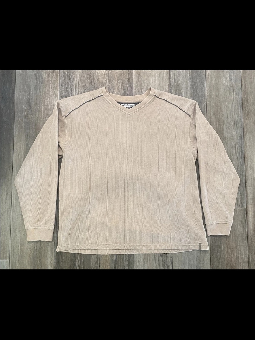 Vintage Y2k Colombia Sportswear Sweater Mens L Beige Tan Thermal Outdoor Hike